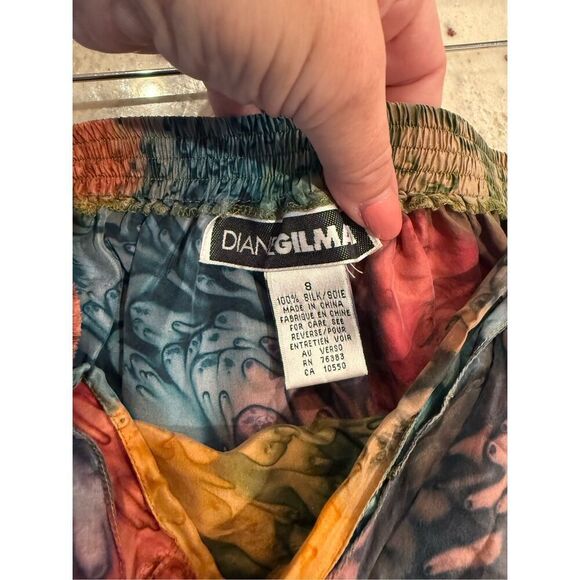 Vintage Diane Gilman 100% Silk Watercolor aside Tie Skirt sz 8 NWT - Picture 6 of 6